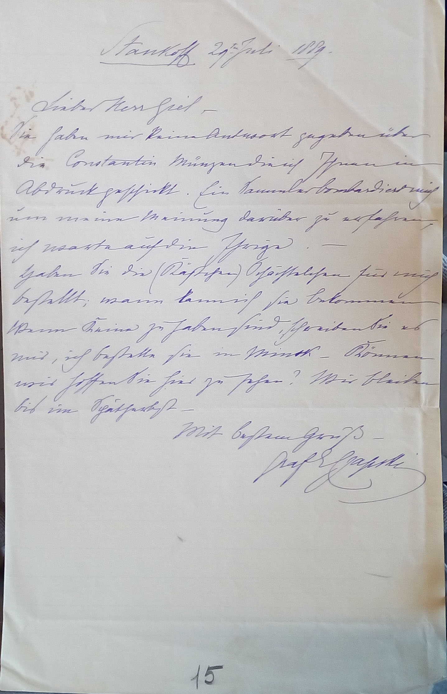 Письма Гуттен-Чапского. ОР РНБ Ф 914 Ед хр 117 Л 15.